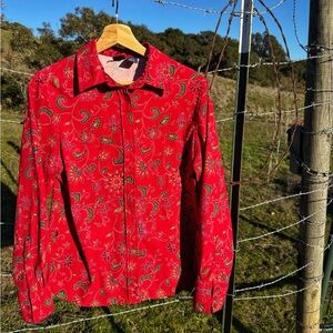 Vintage Basic Edition red western print  button up shirt. Size small